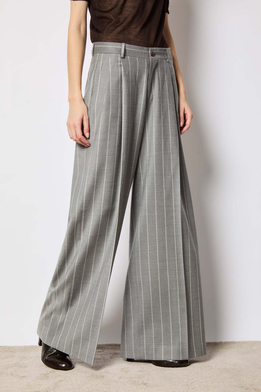 Elisa wide light gray melange pants