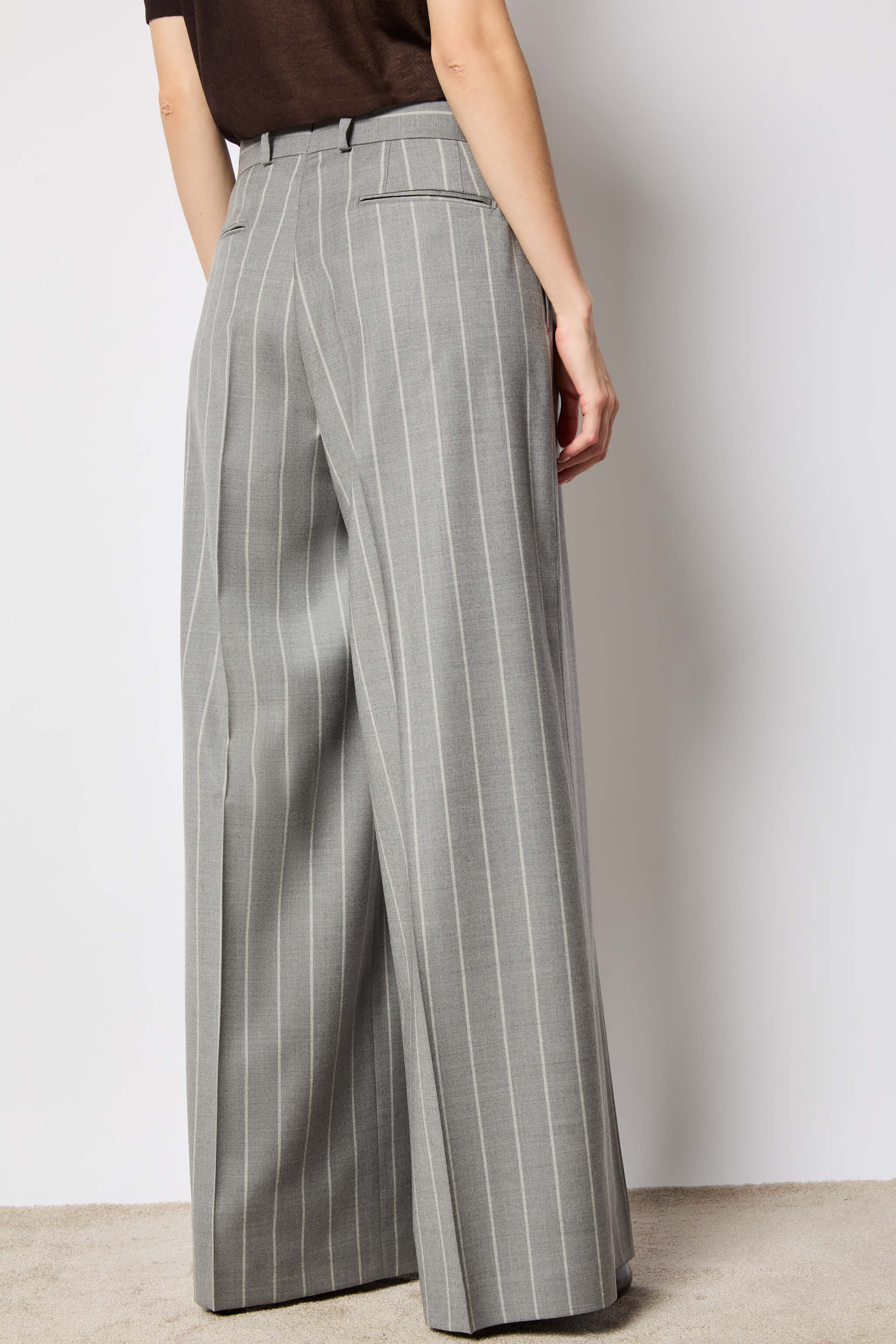 Elisa wide light gray melange pants