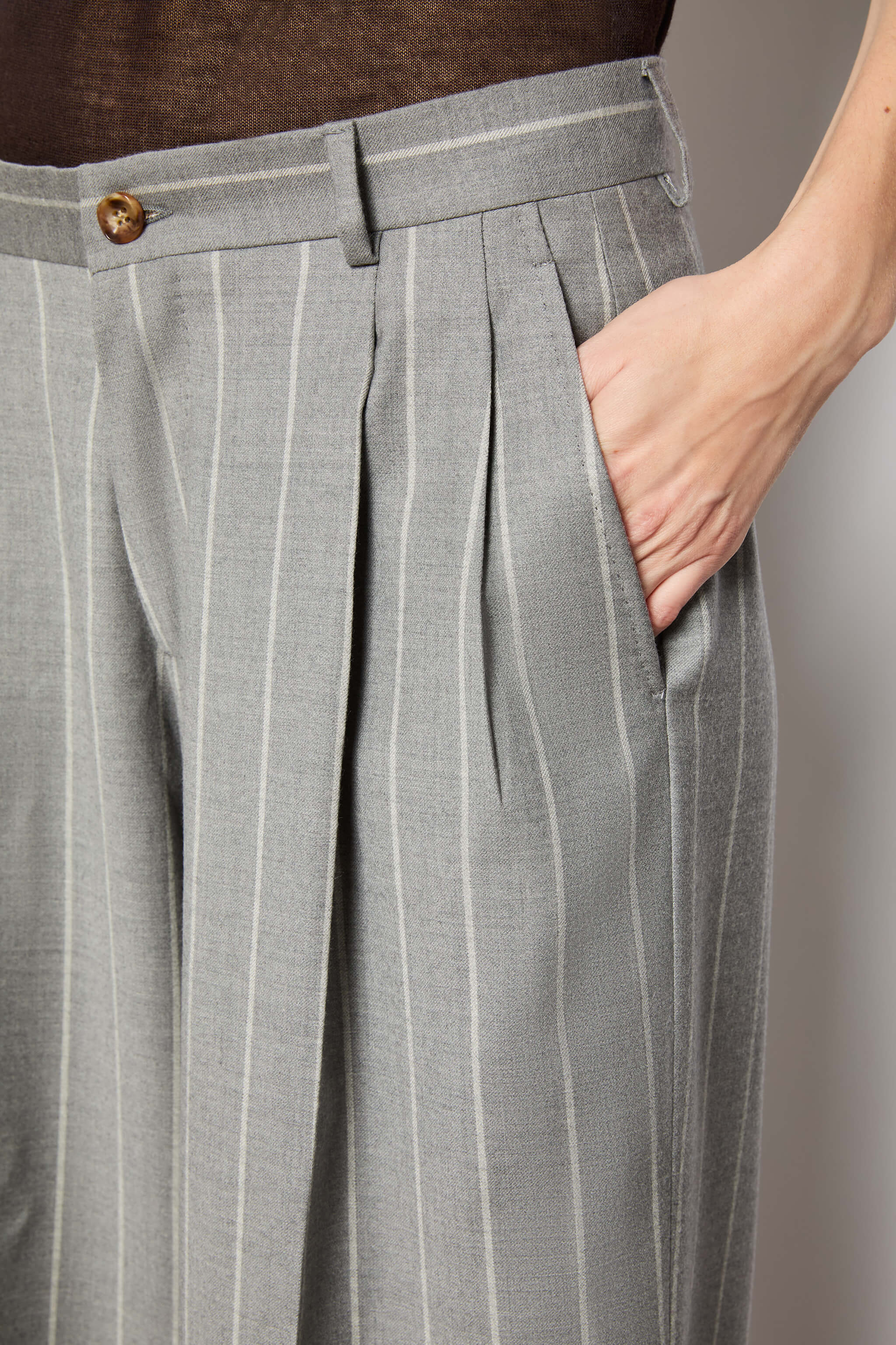 Elisa wide light gray melange pants