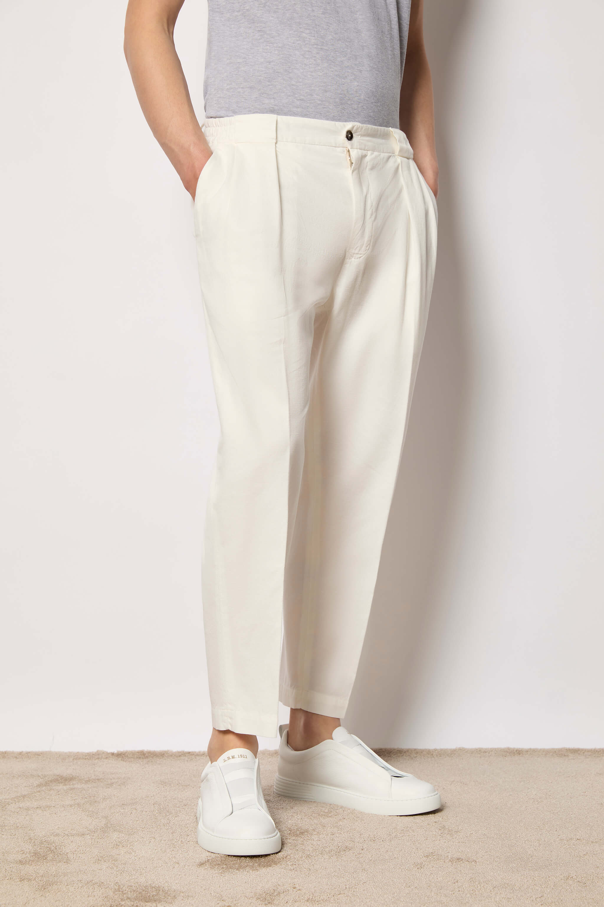 Garment-dyed Clarence pants - ivory