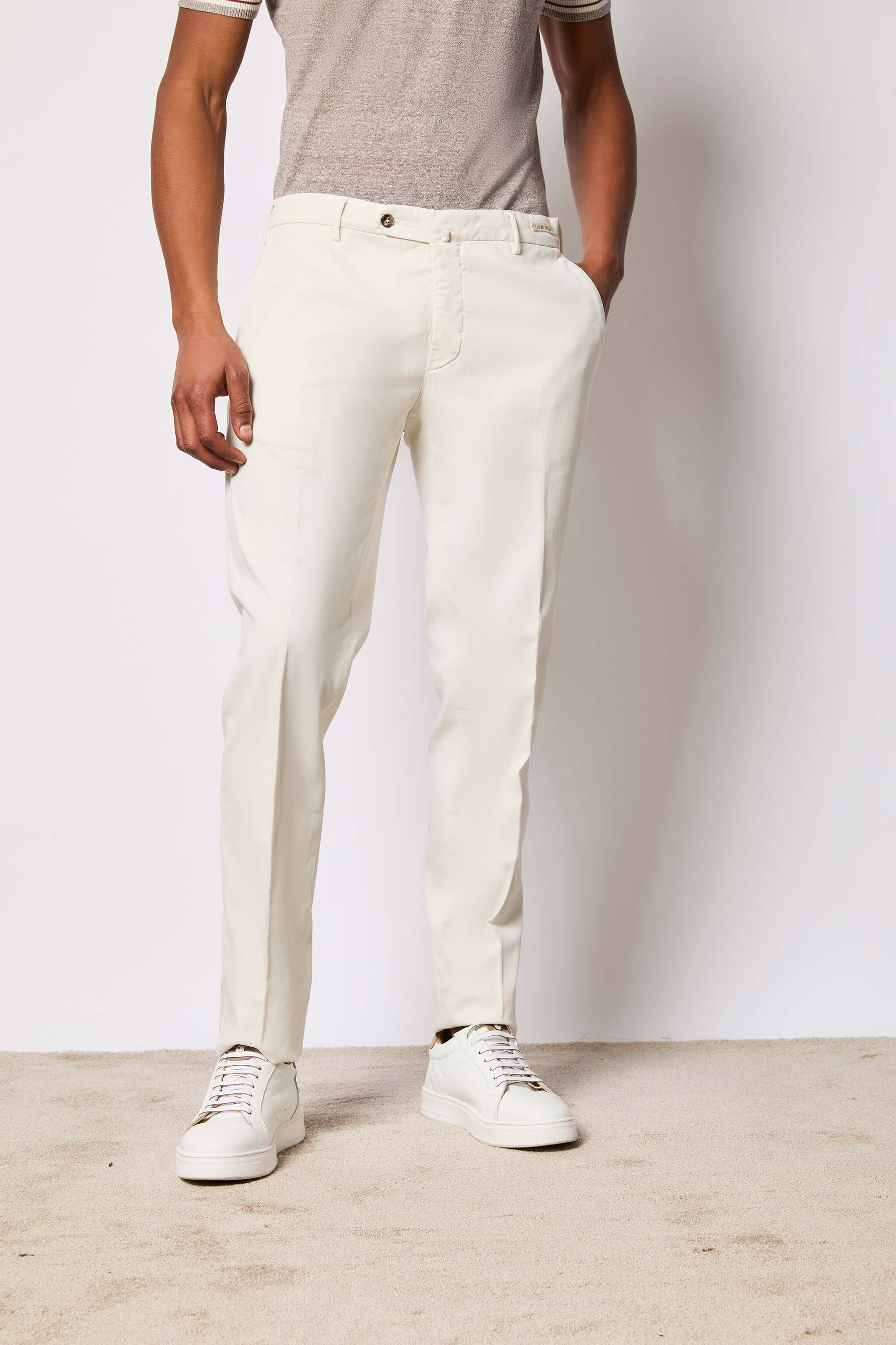 Garment-dyed RAY pants - white