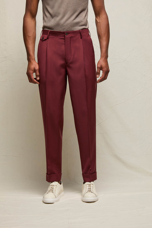 Pantalone MILES in lana vergine bordeaux