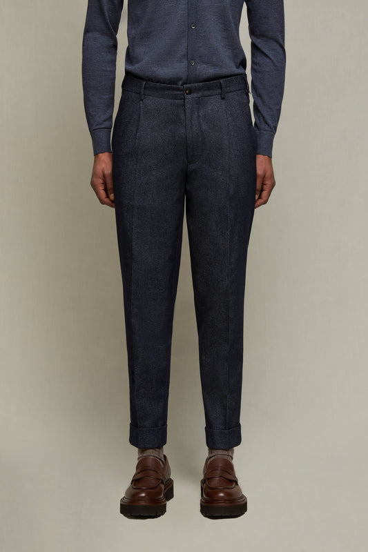Pantalone MILES in lana blu mélange