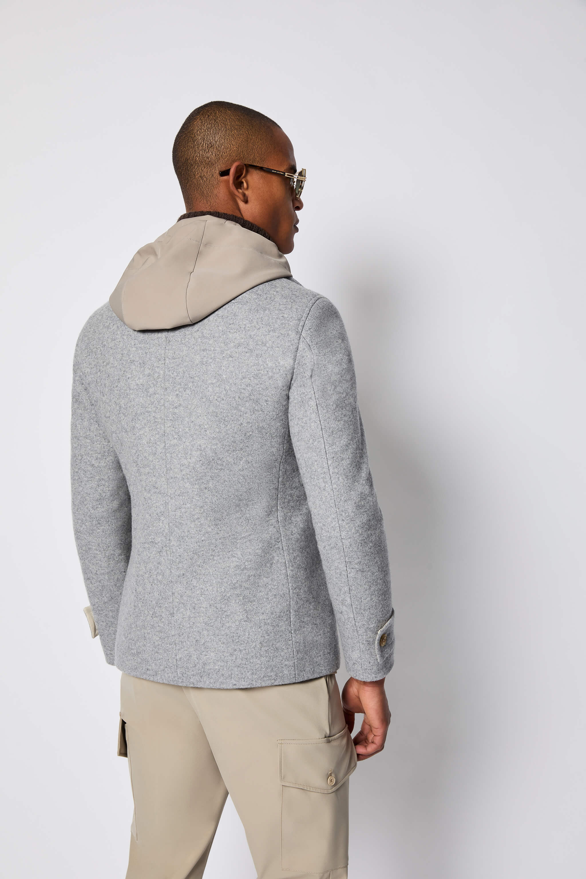 L・B・M 1911/ CAR COAT ウールメンズコート ボルドー / 46 Hooded peacoat in light gray | L.B.M. 1911