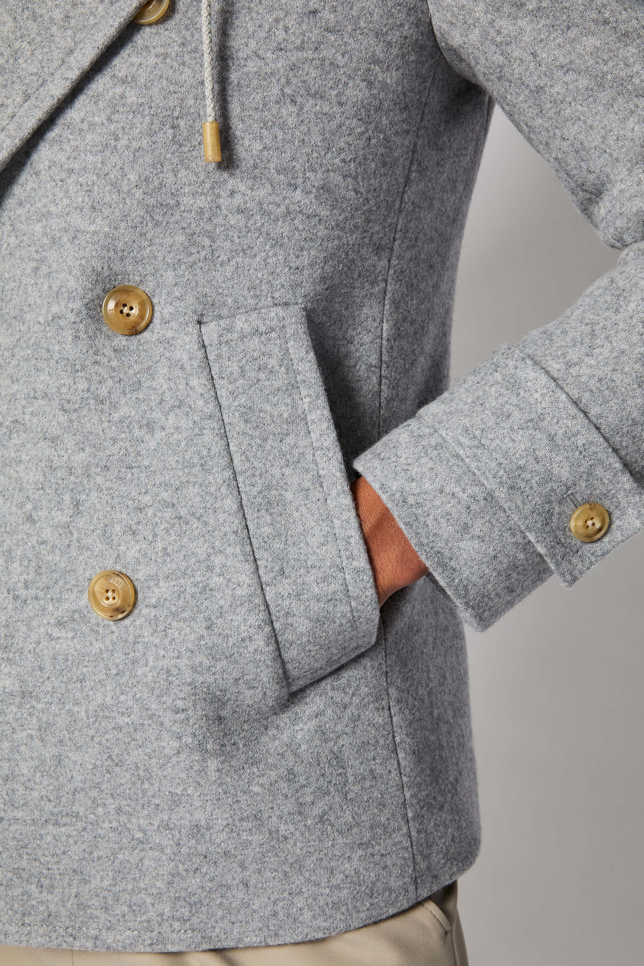 Hooded peacoat in light gray | L.B.M. 1911