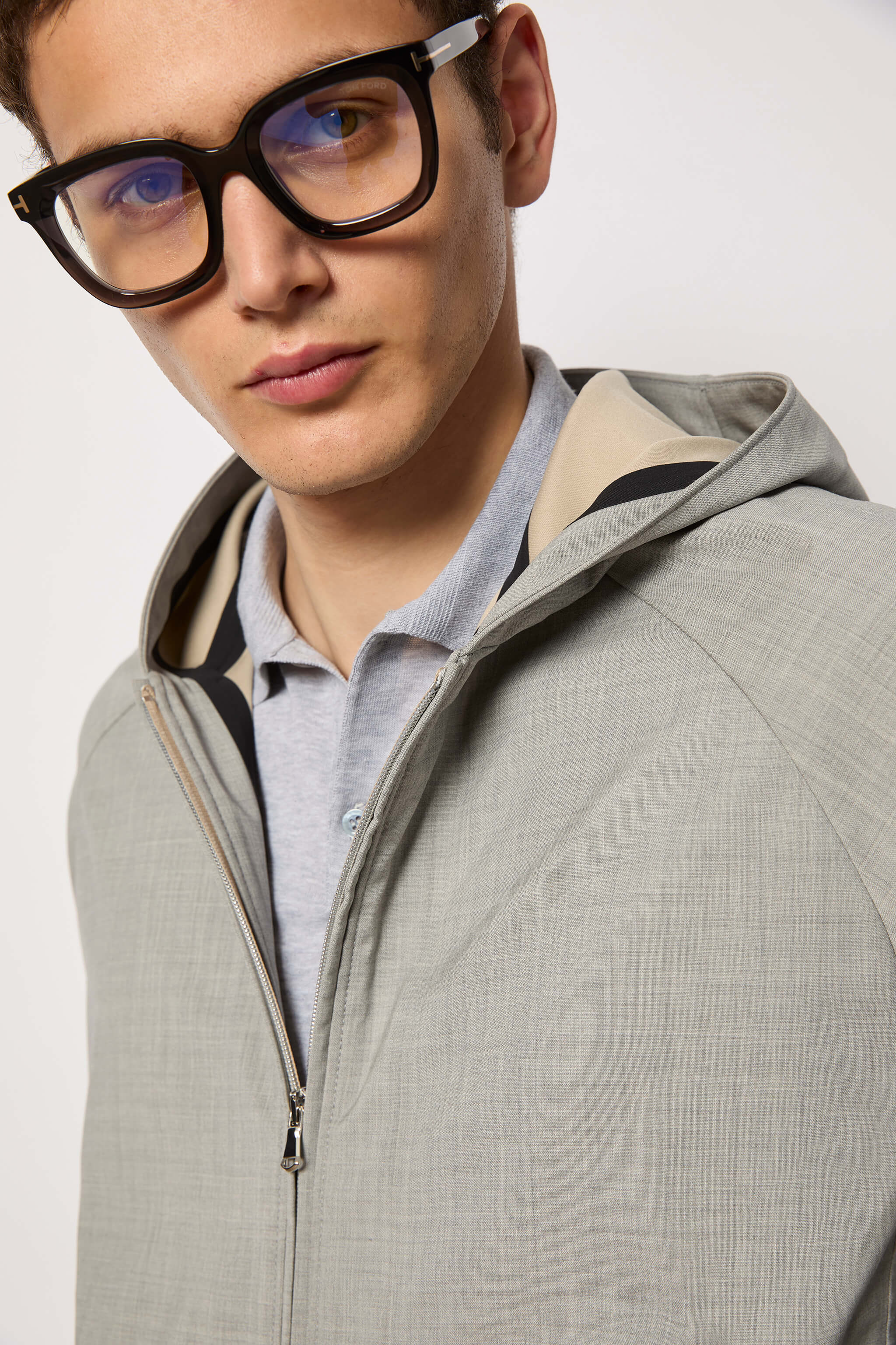 Hoodie-style jacket untreated - gray