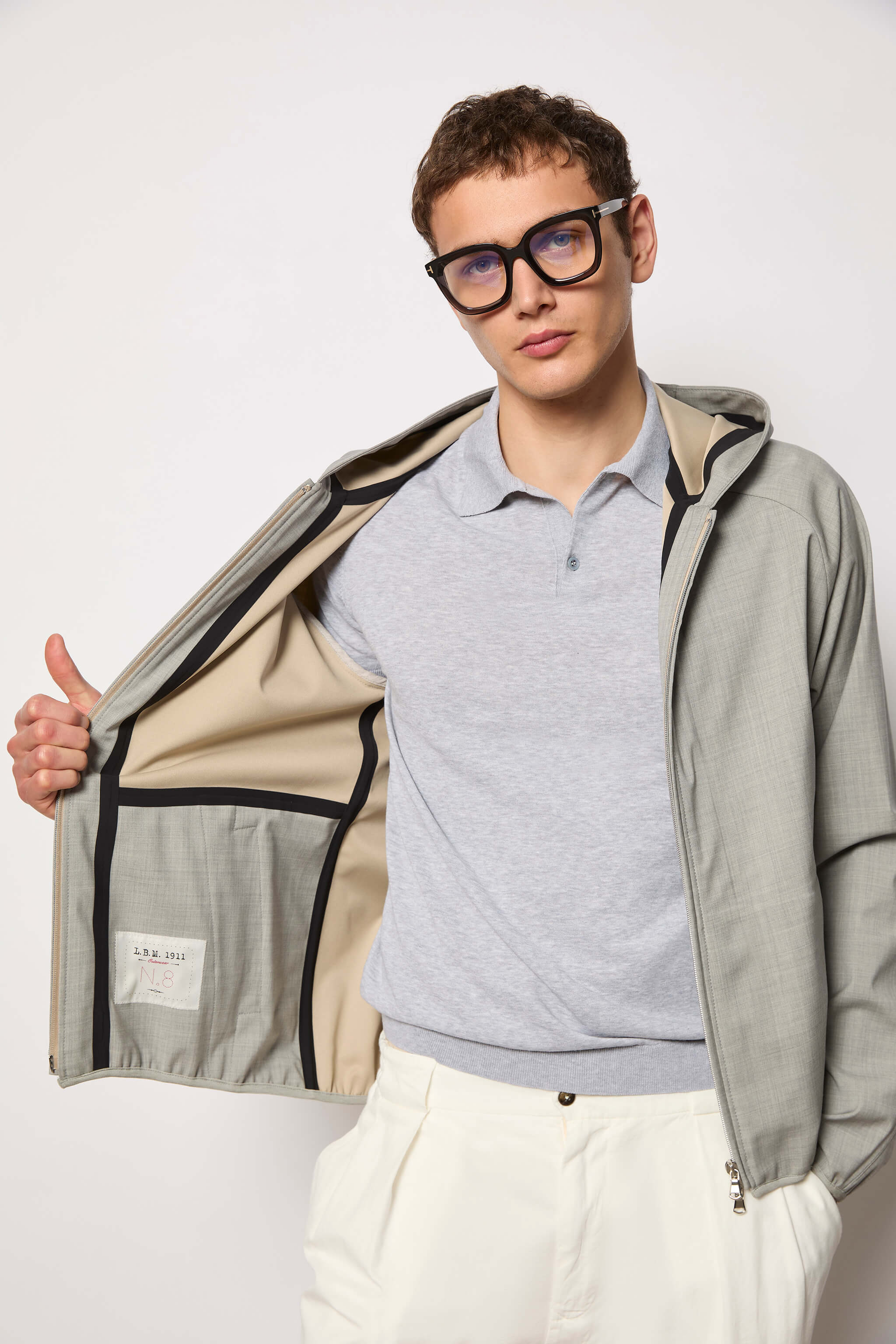 Hoodie-style jacket untreated - gray