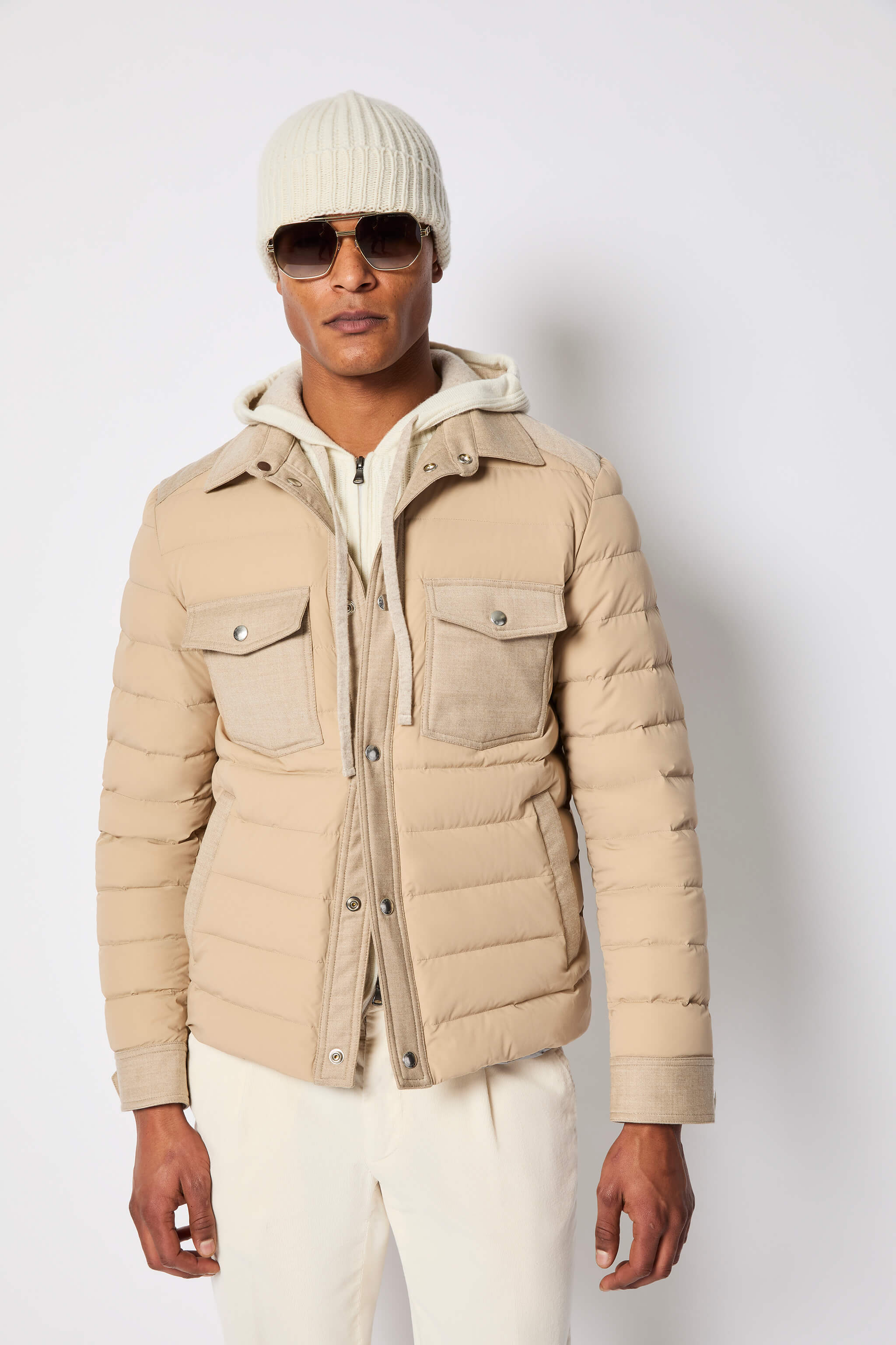 Giacca camicia imbottita beige