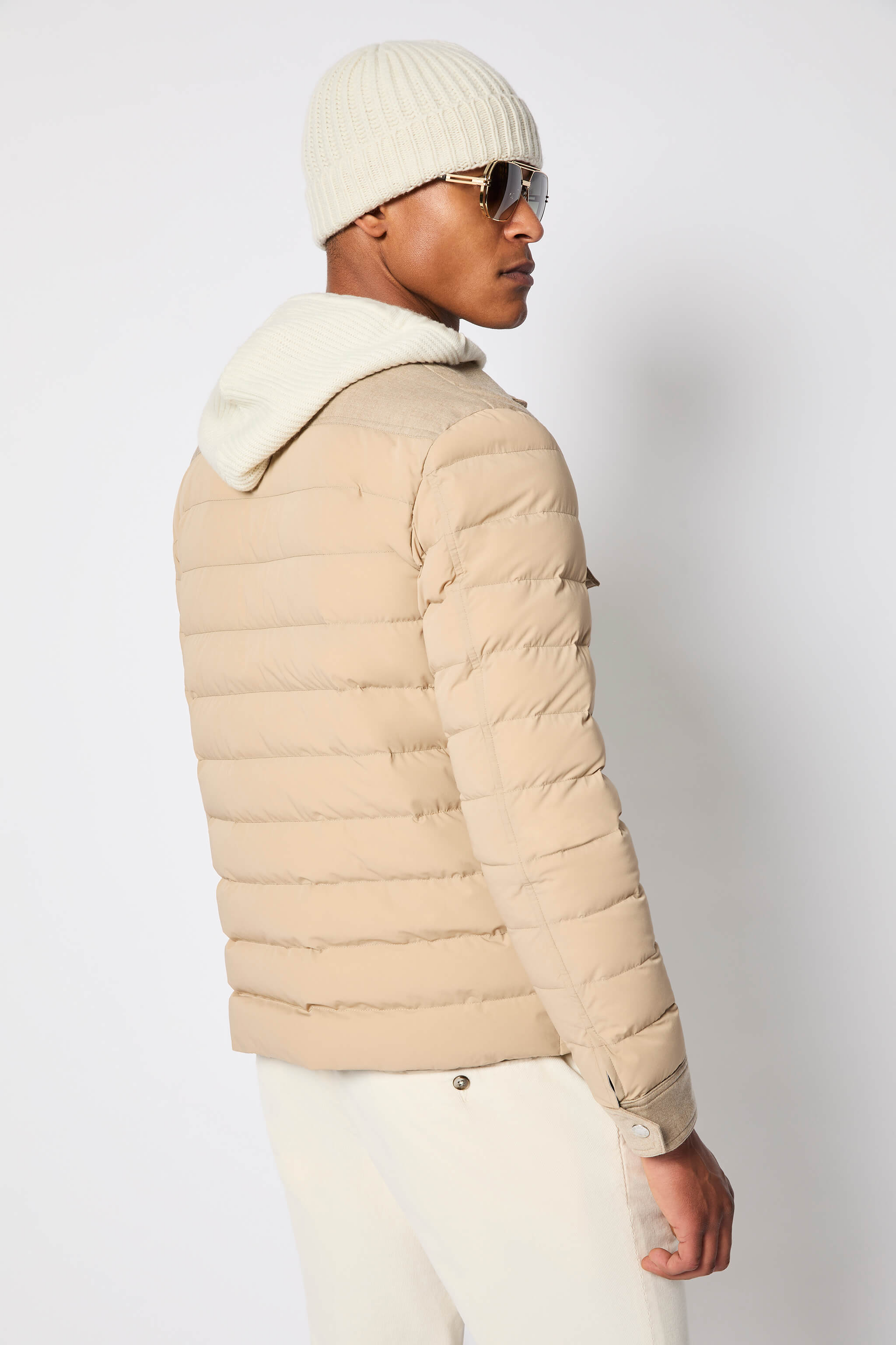 Giacca camicia imbottita beige