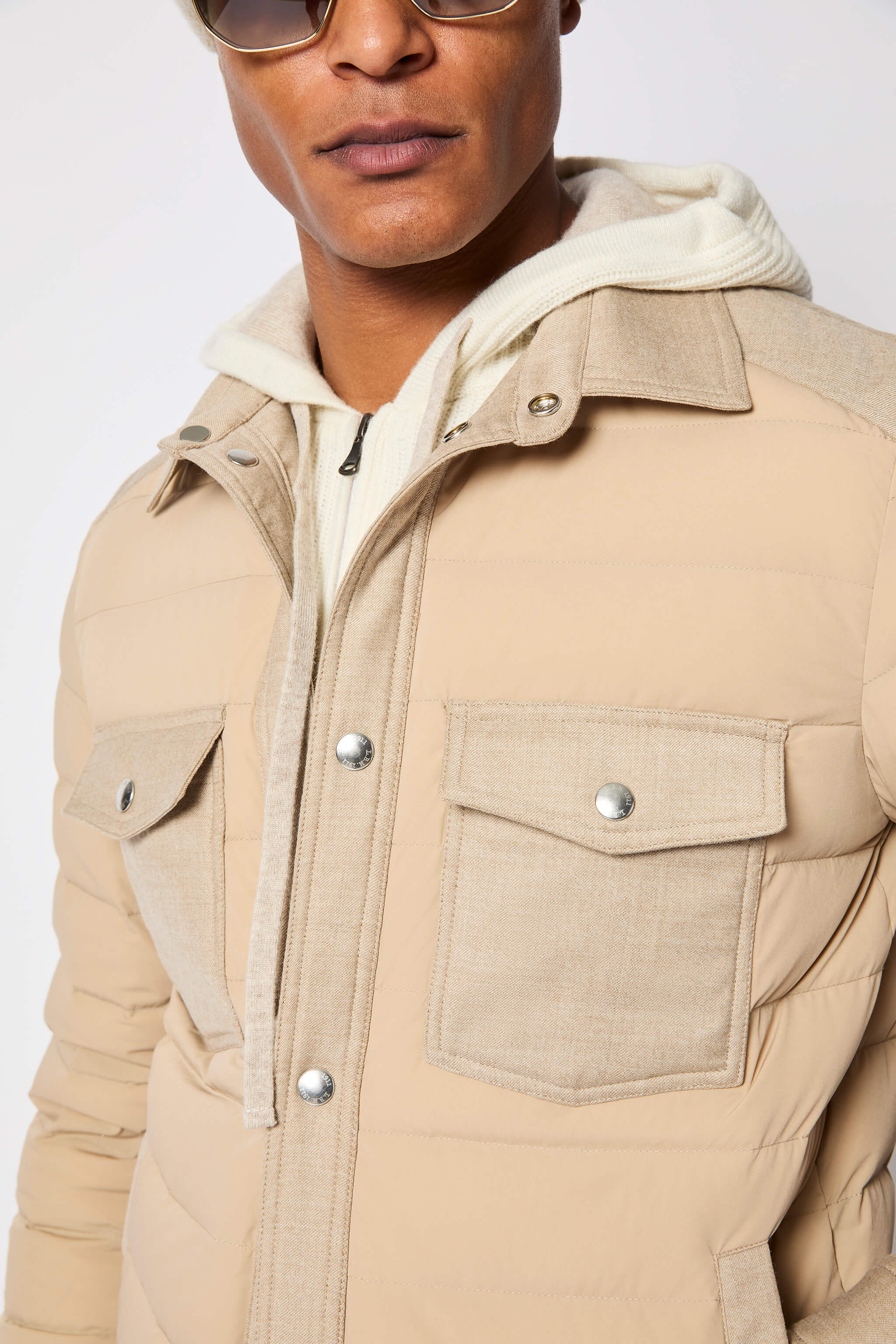 Giacca camicia imbottita beige