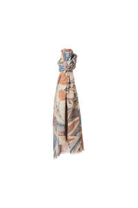 Botanical-print scarf blue