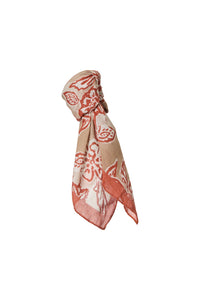 Floral-print neck scarf brick
