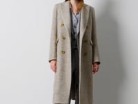 Double-breasted coat wool Chevron beige