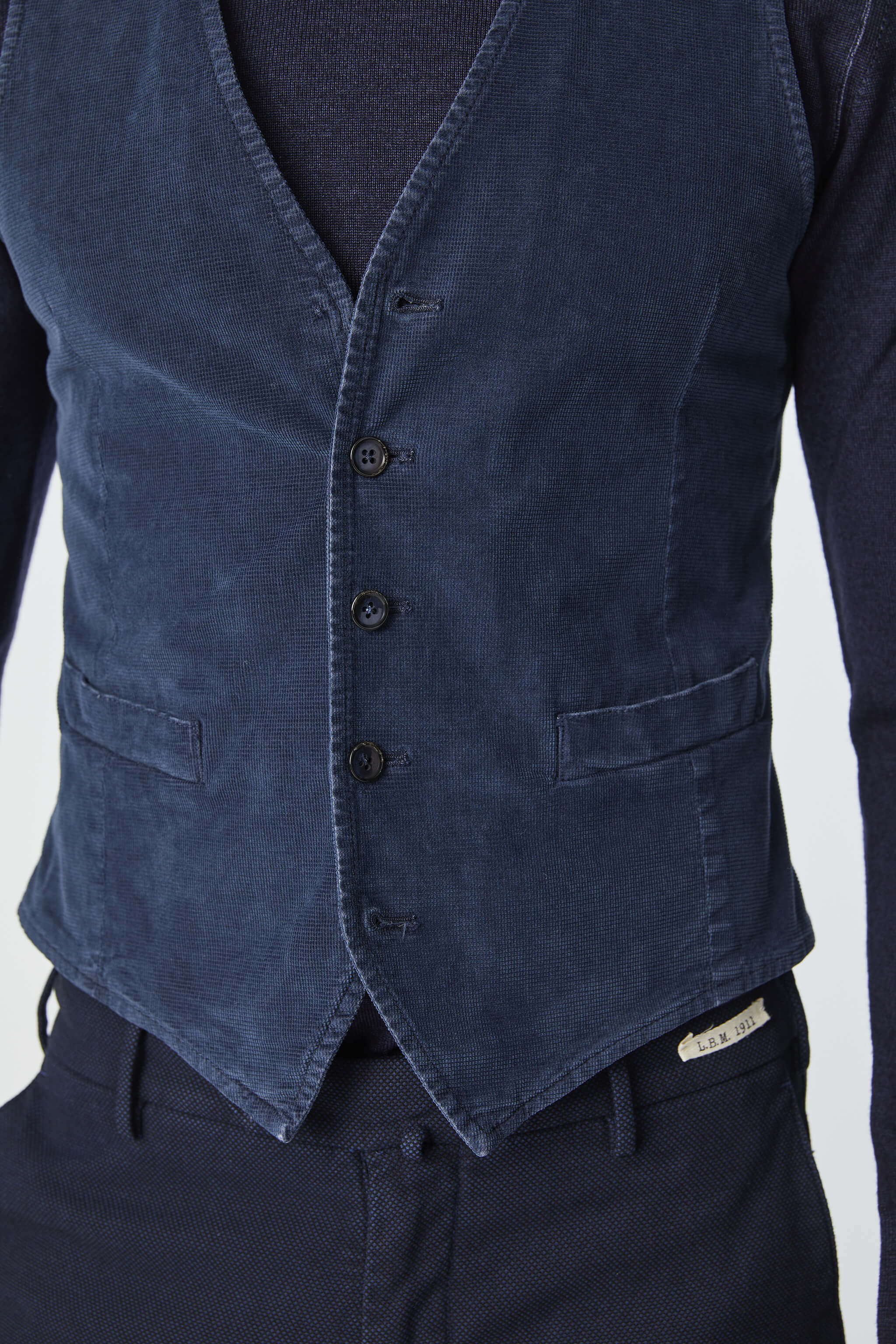 Garment-dyed MIKE waistcoat in blue