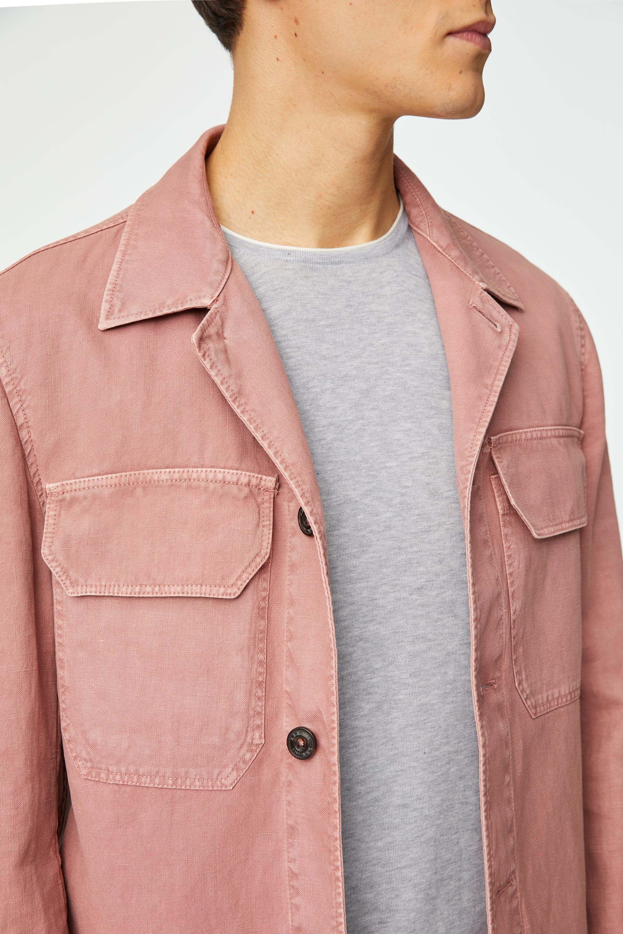 Garment-dyed pink overshirt
