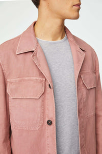 Garment-dyed pink overshirt pink