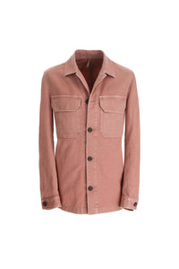 Garment-dyed pink overshirt pink