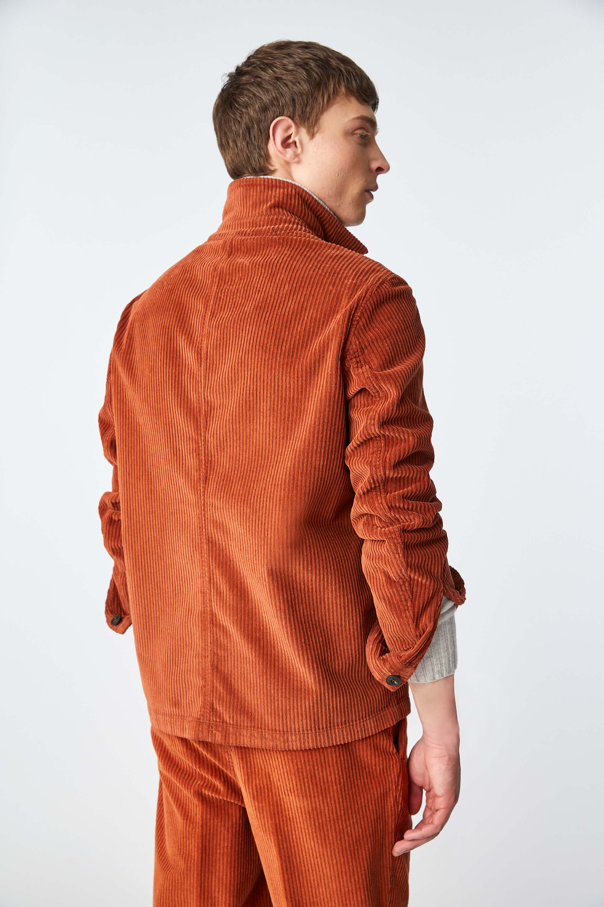 Garment-dyed overshirt in rust