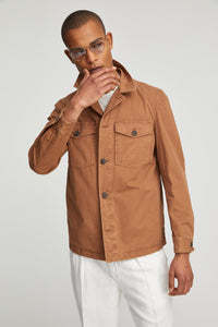 Garment-dyed camel overshirt brown