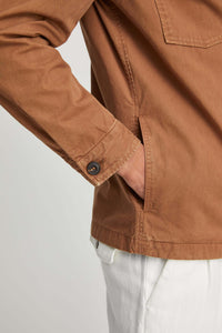 Garment-dyed camel overshirt brown