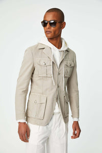 Garment-dyed sahara jacket in gray beige