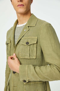 Garment-dyed sahara jacket in green light green