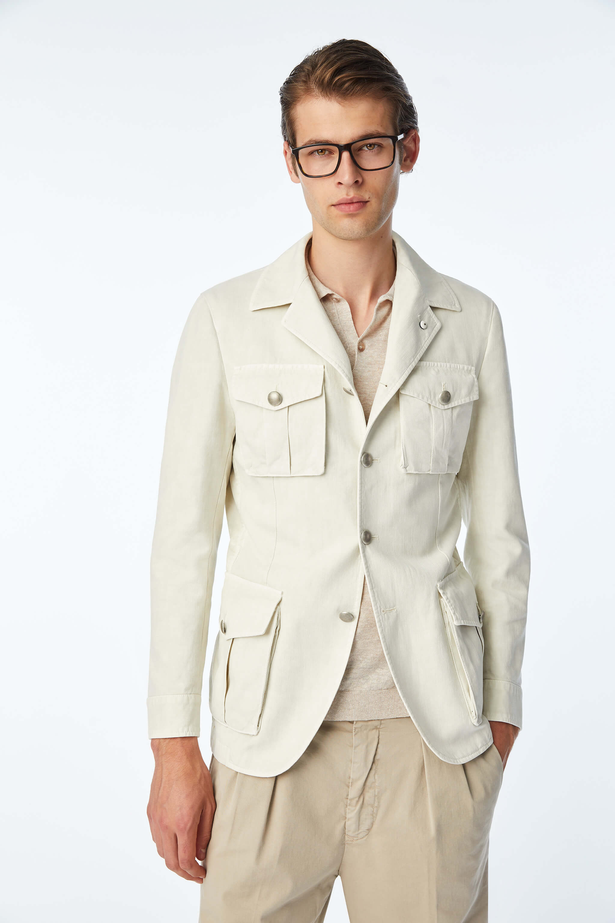Garment-dyed SAHARA jacket in White