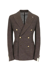 Tom double-breasted jersey jacket brown