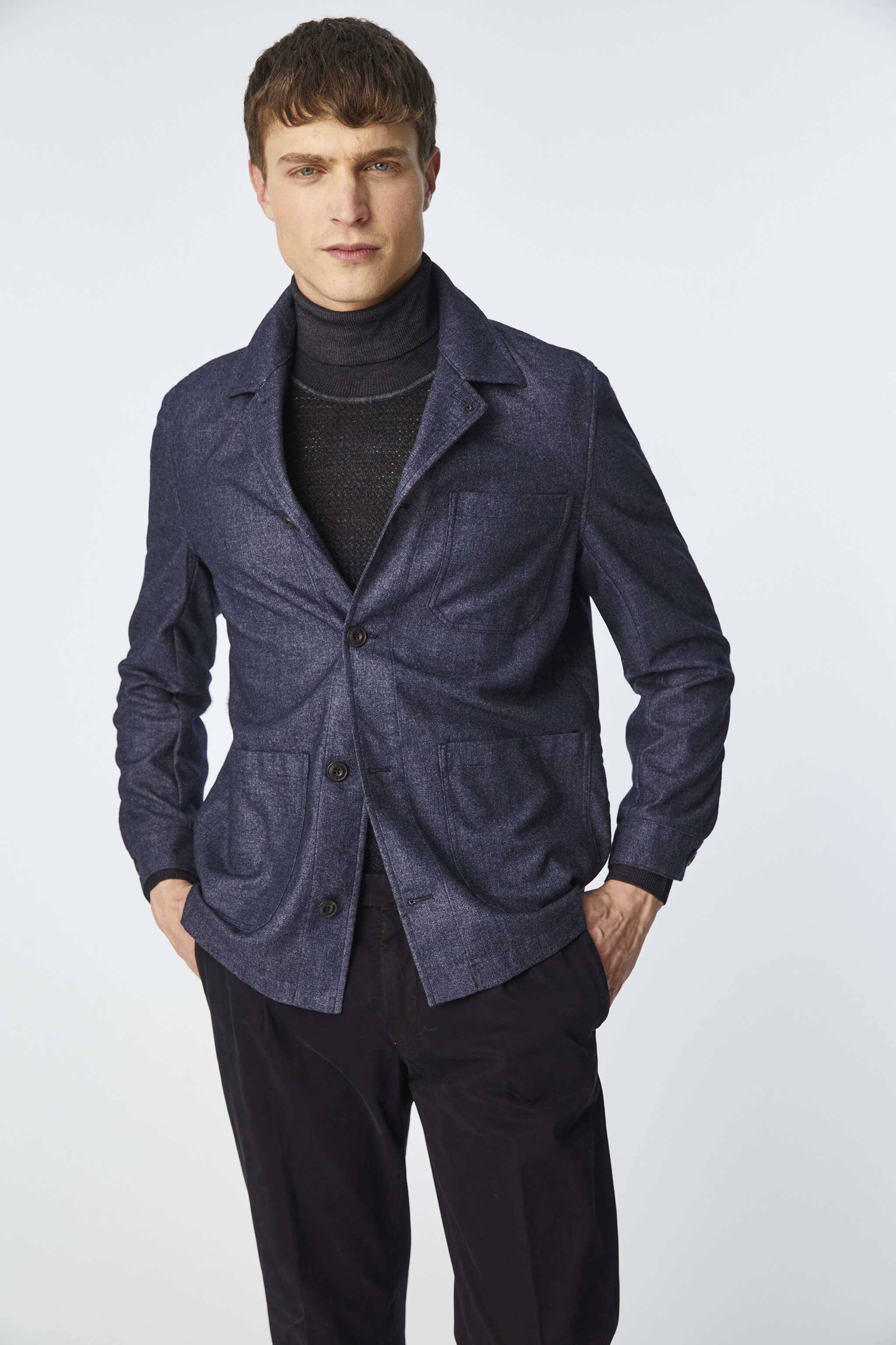 Garment dyed overshirt in blue L.B.M. 1911