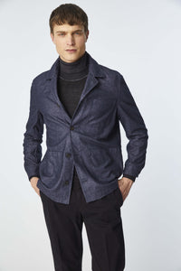 Garment-dyed overshirt in blue blue