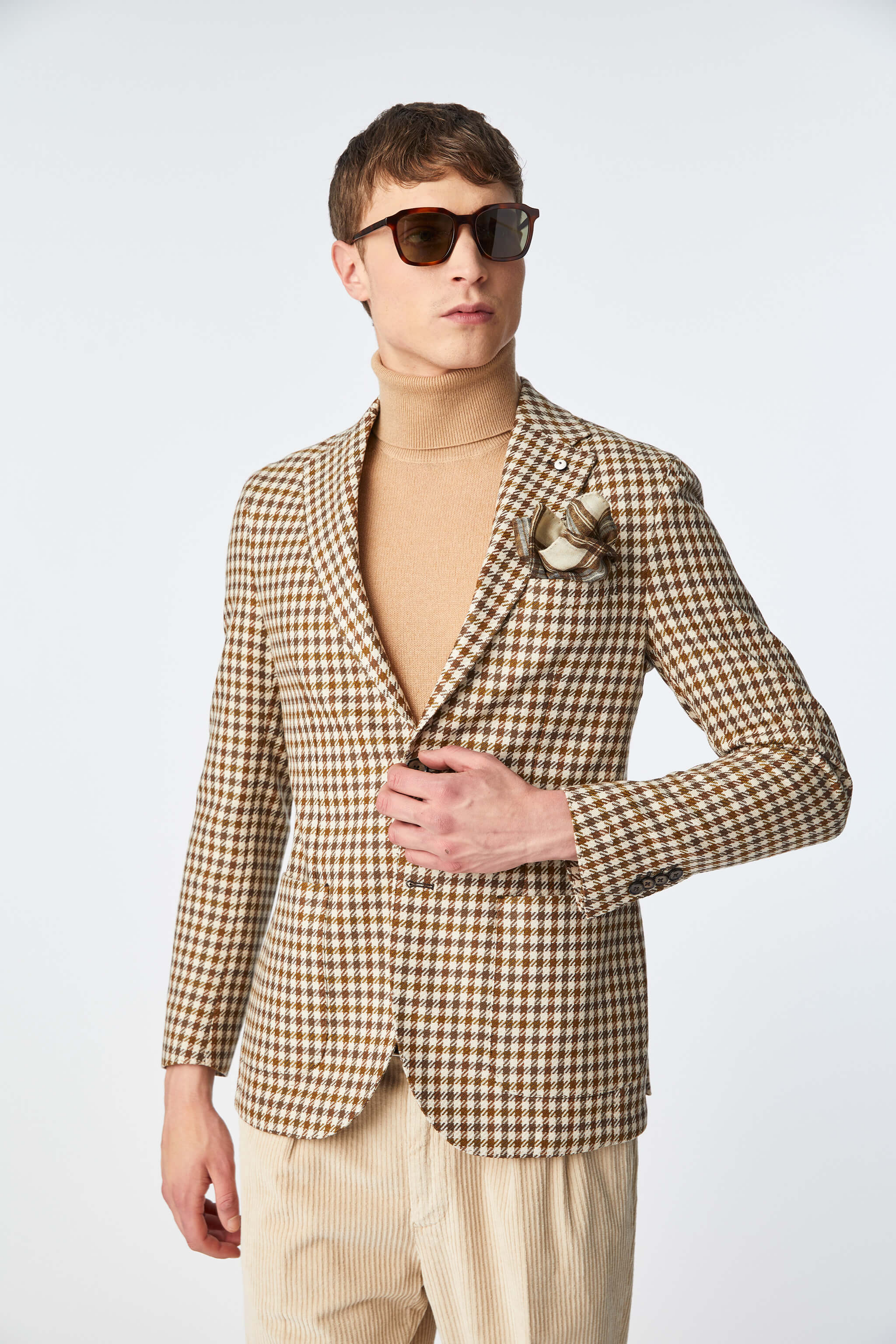 Garment-washed houndstooth JACK jacket
