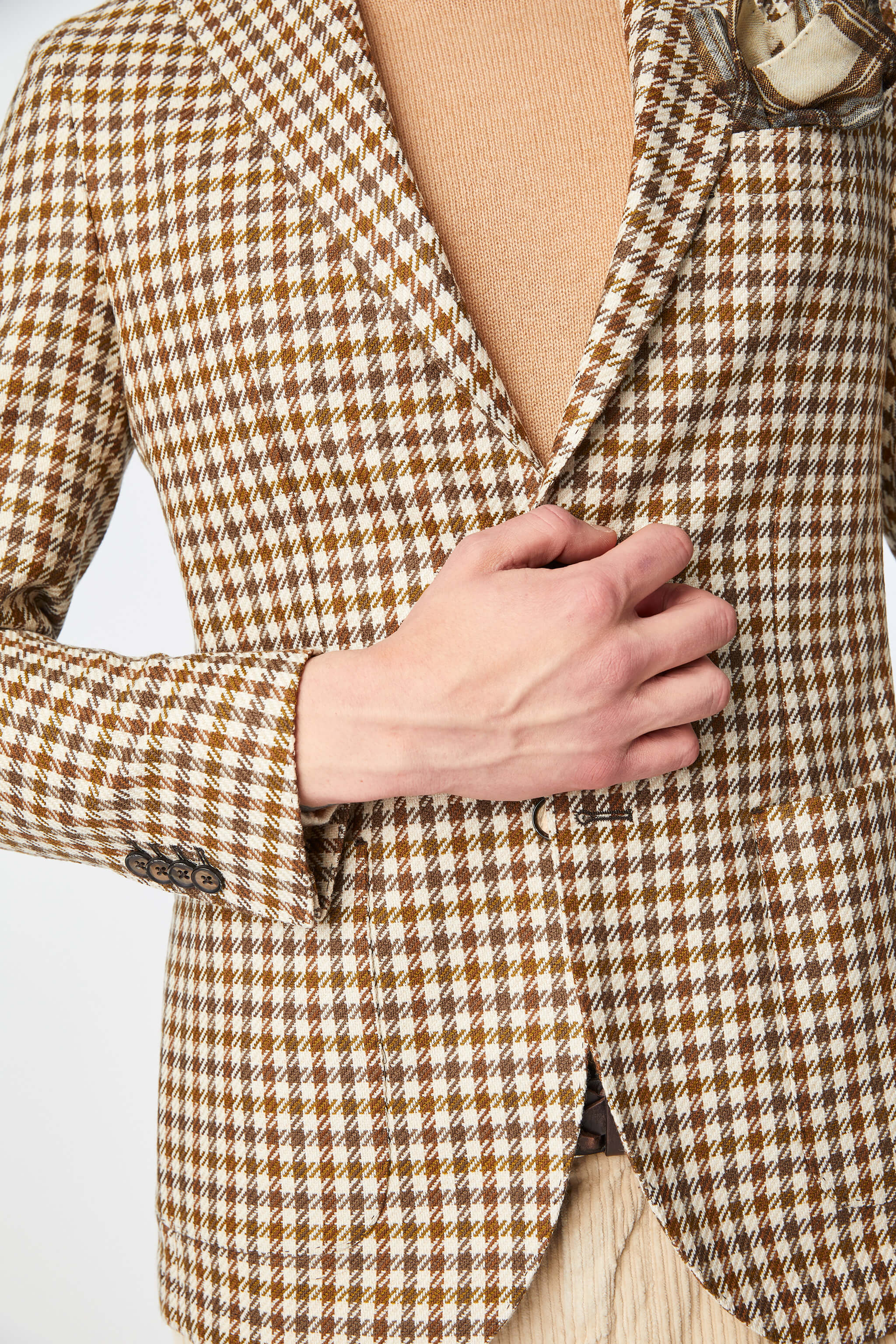Tan cheap houndstooth blazer