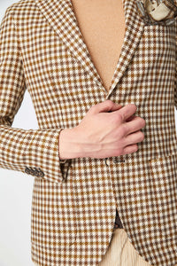 Garment-washed houndstooth jack jacket beige