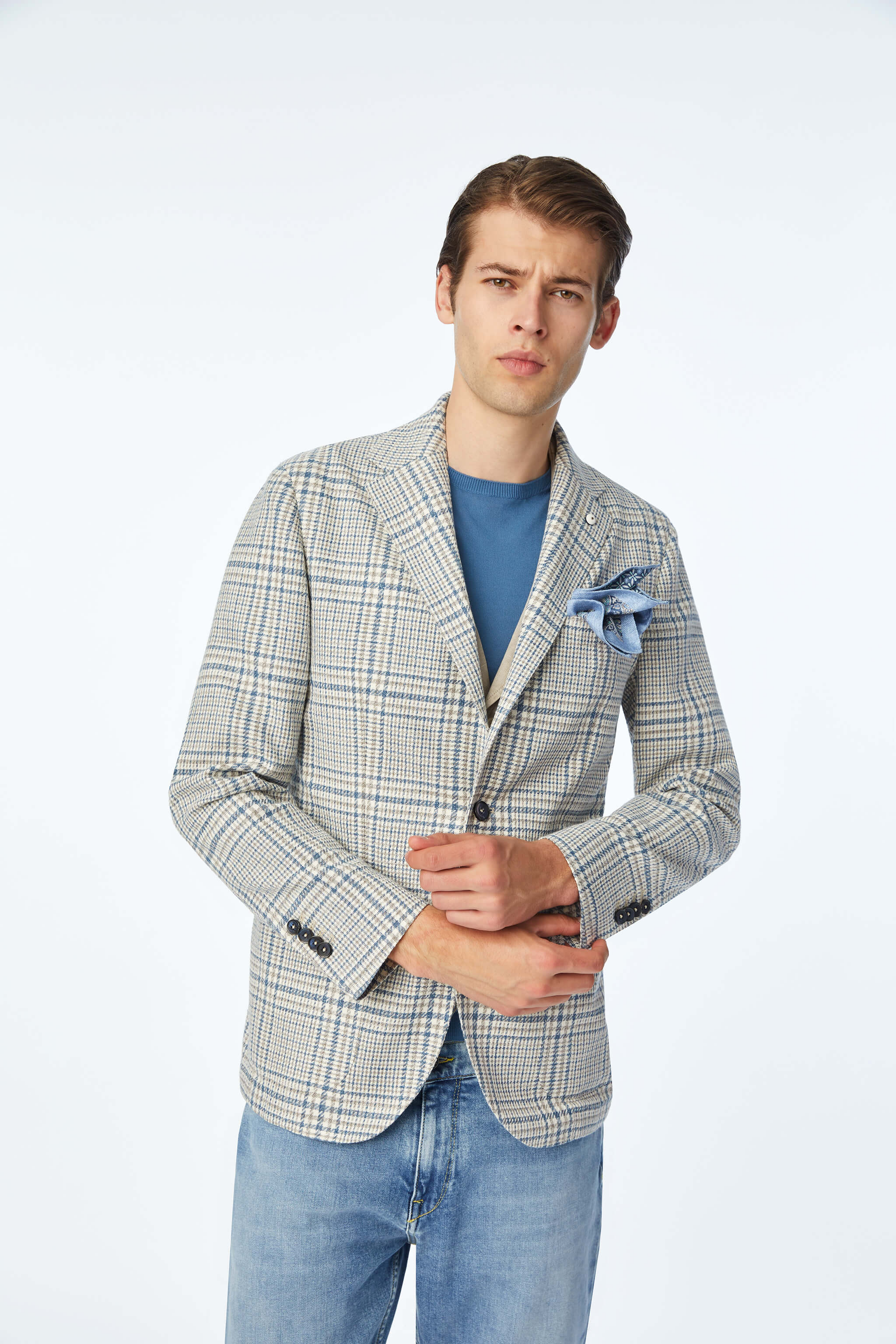 Garment-washed JACK jacket in Blue Azure
