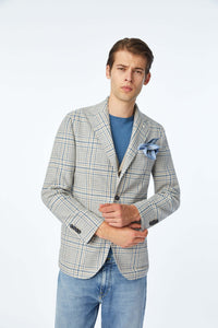 Garment-washed jack jacket in blue azure light blue
