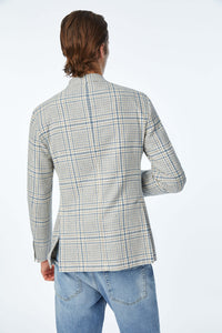 Garment-washed jack jacket in blue azure light blue