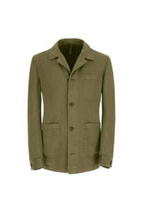 Garment-dyed overshirt in army green dark green