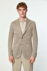 Jack jacket in beige linen jersey earth