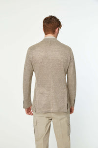 Jack jacket in beige linen jersey earth