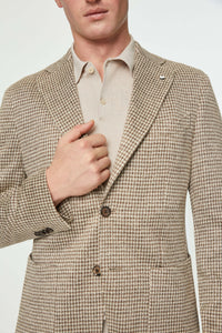 Jack jacket in beige linen jersey earth