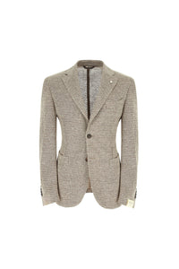 Jack jacket in beige linen jersey earth