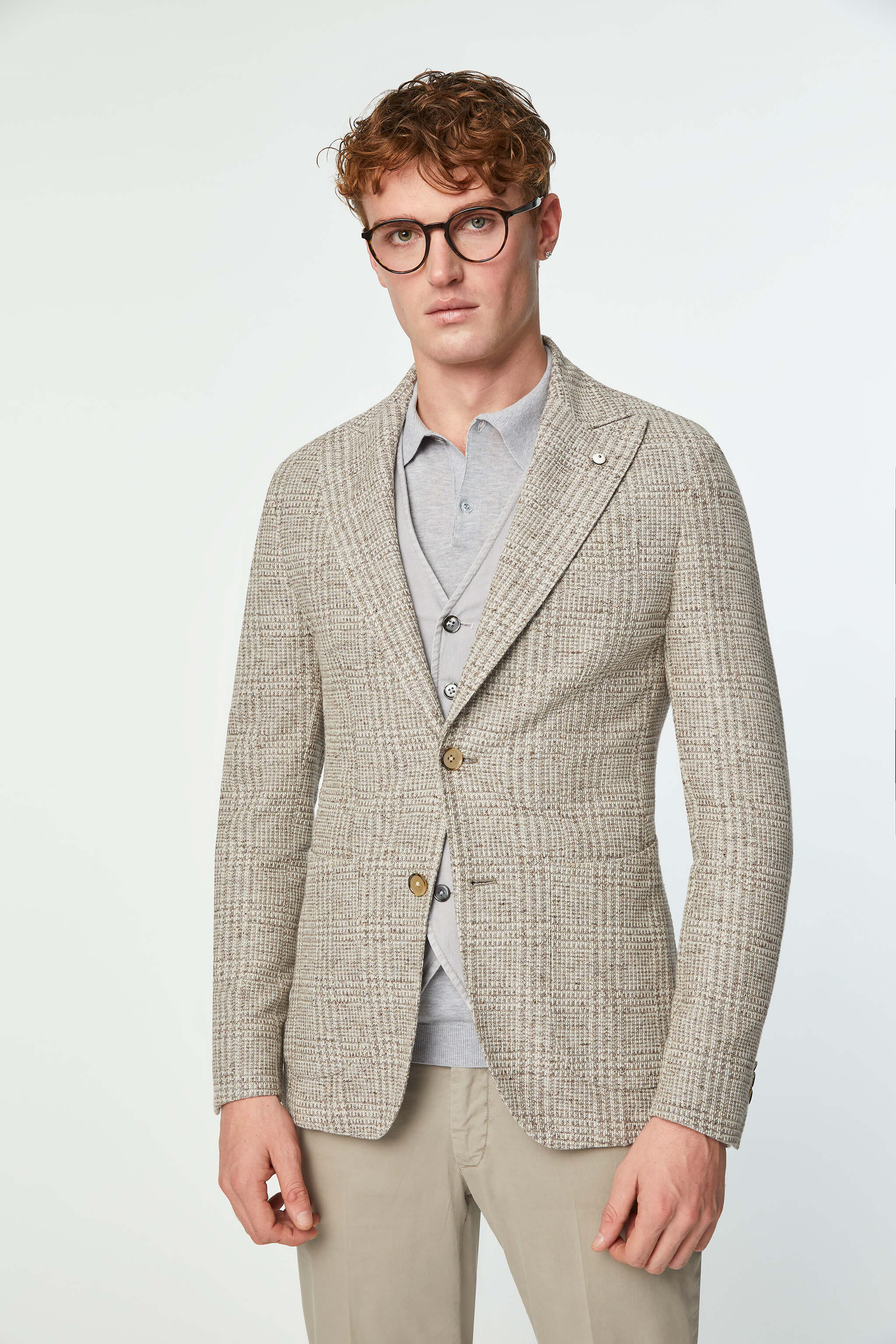 Slim fit jersey STEVE jacket in Beige