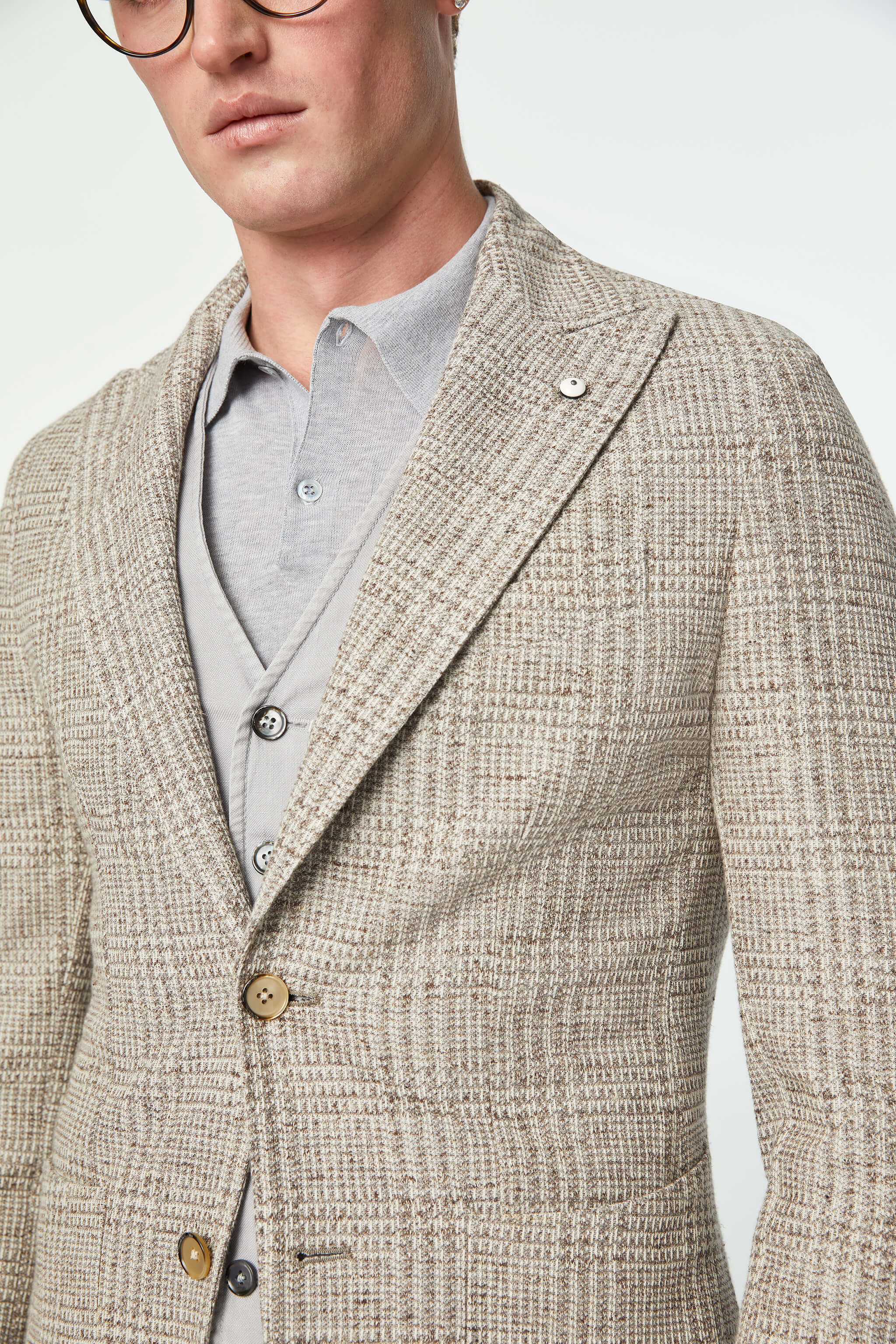 Slim fit jersey STEVE jacket in Beige