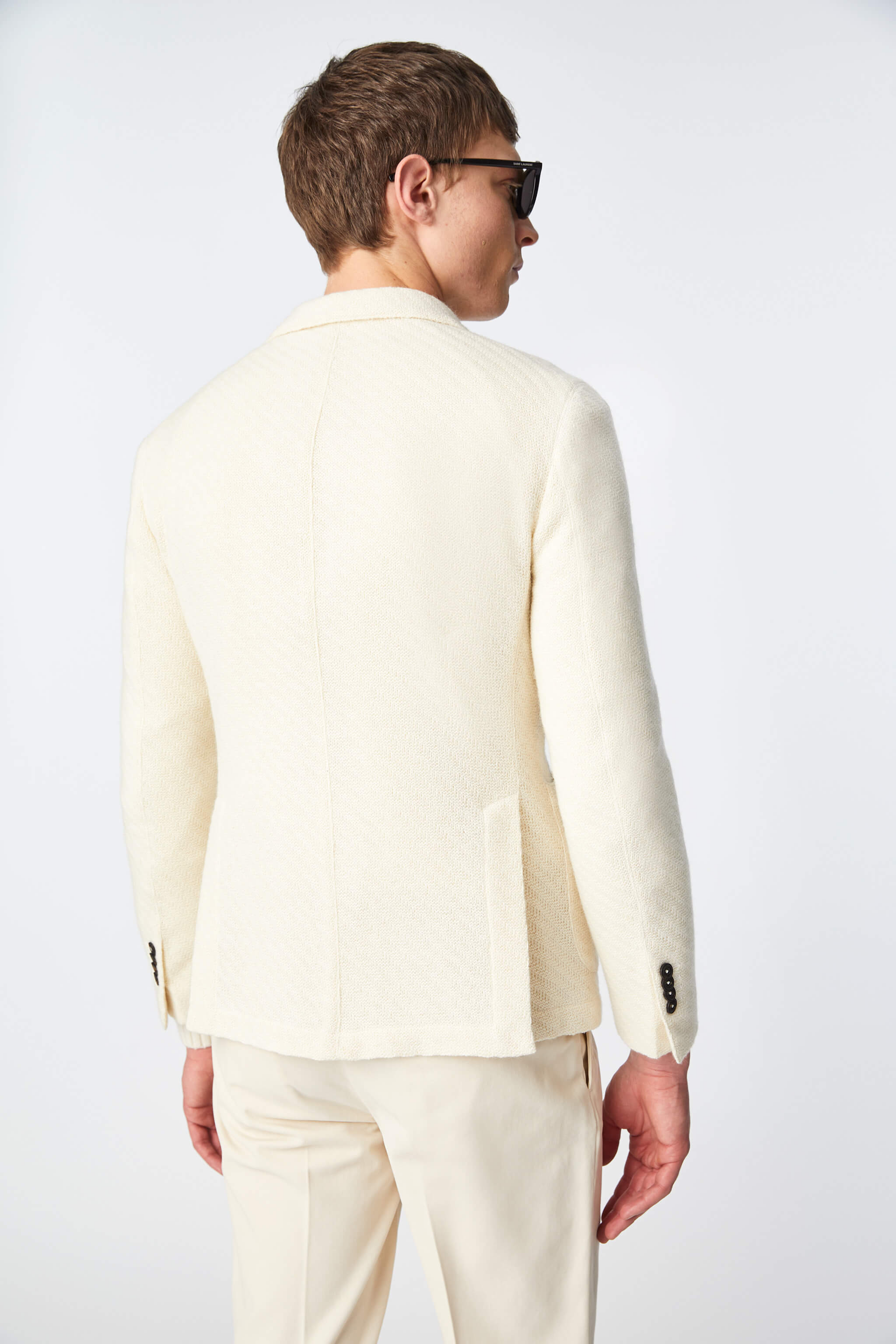 Double-breasted jacket in ivory