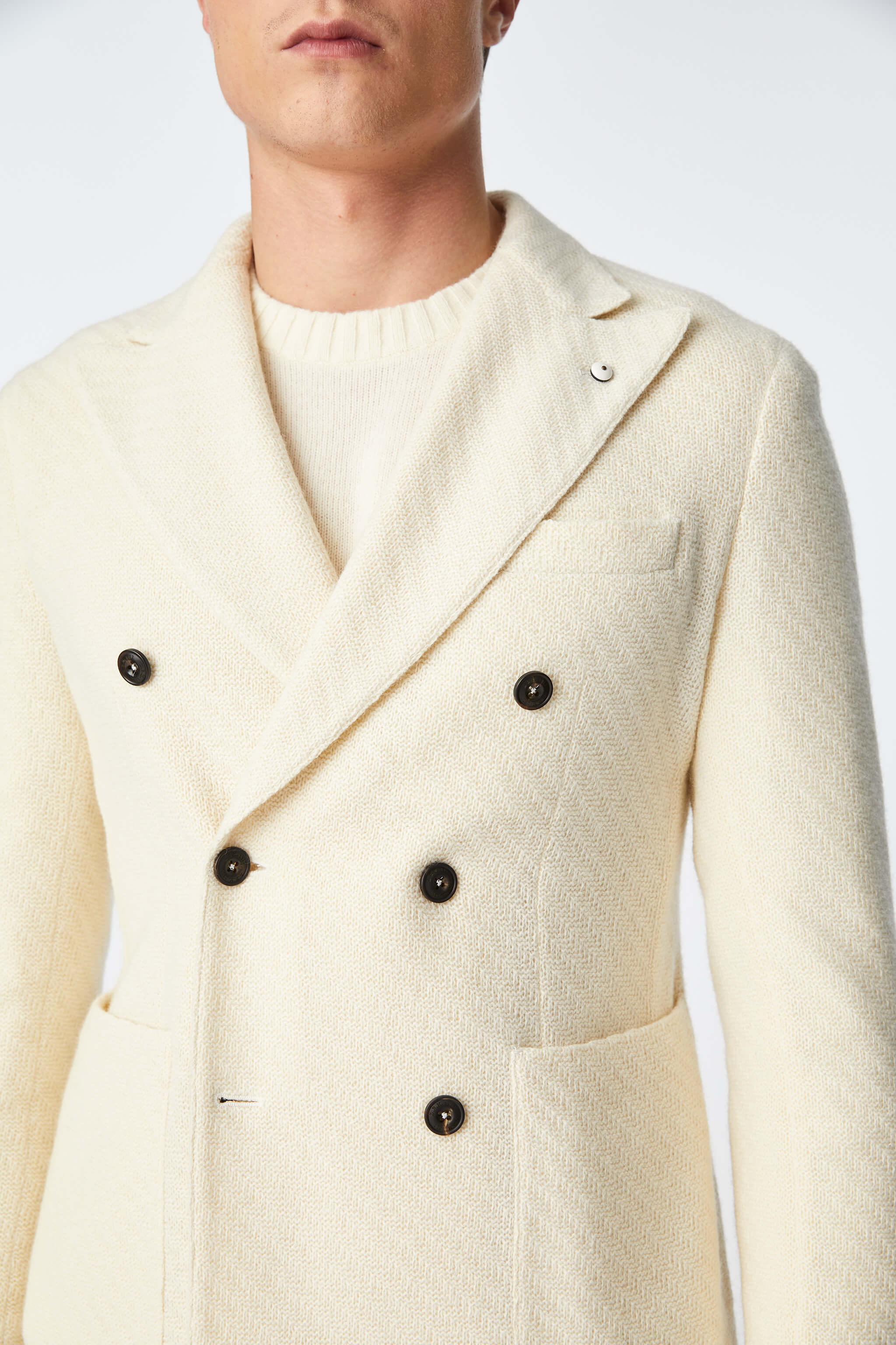 Double-breasted jacket in ivory