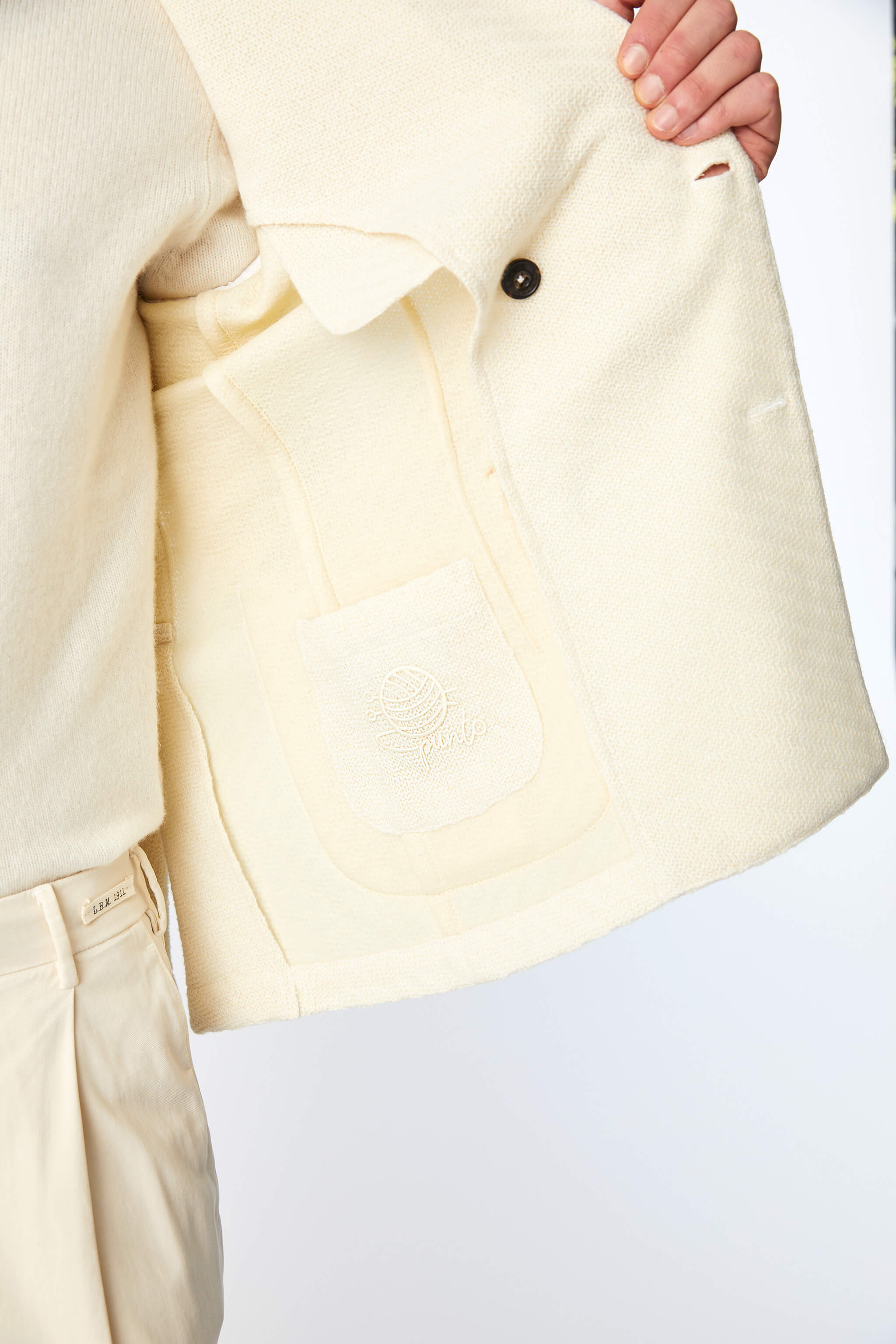 Double-breasted jacket in ivory