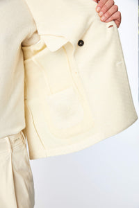 Double-breasted jacket in ivory white