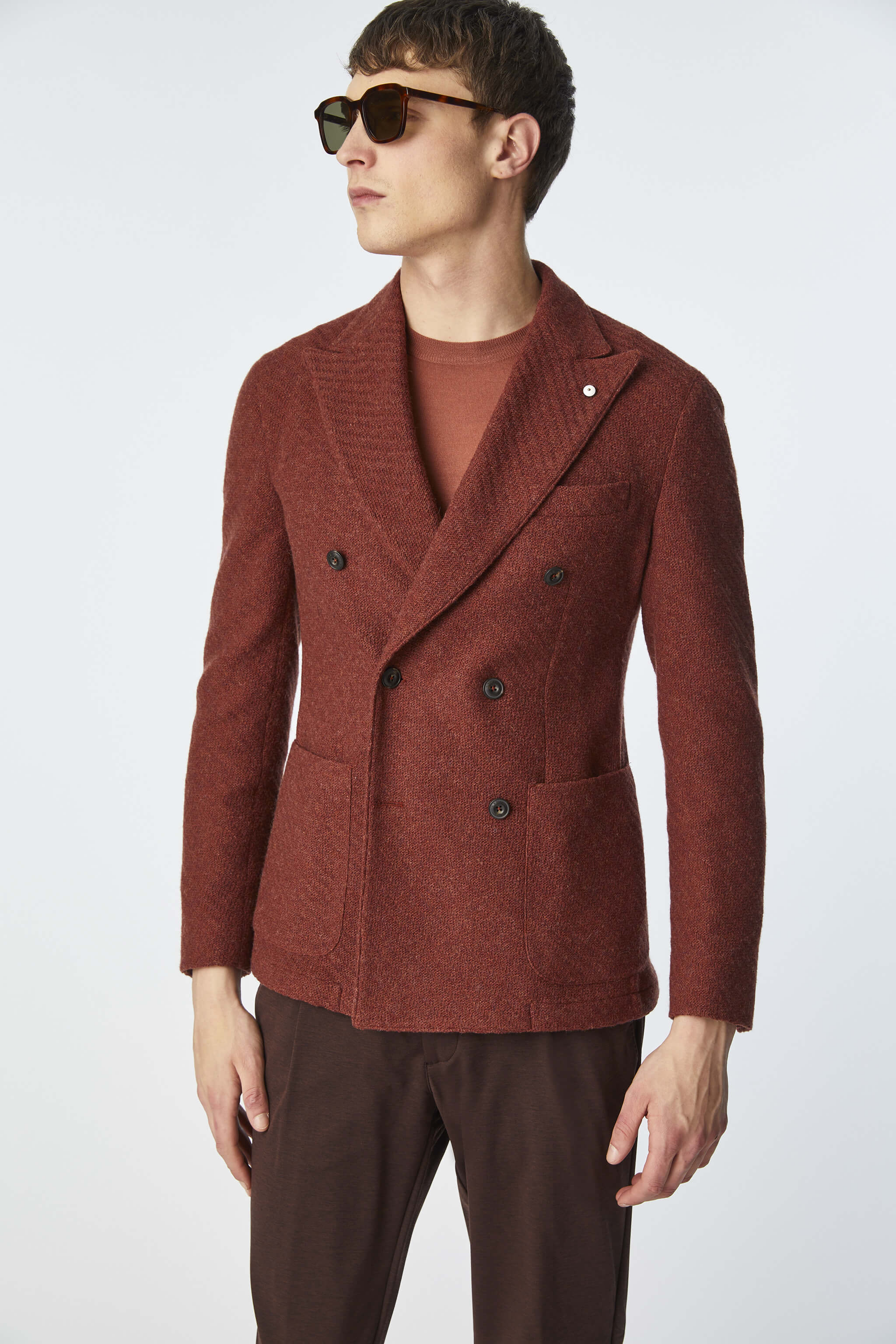 Double-breasted PUNTO jacket in rust