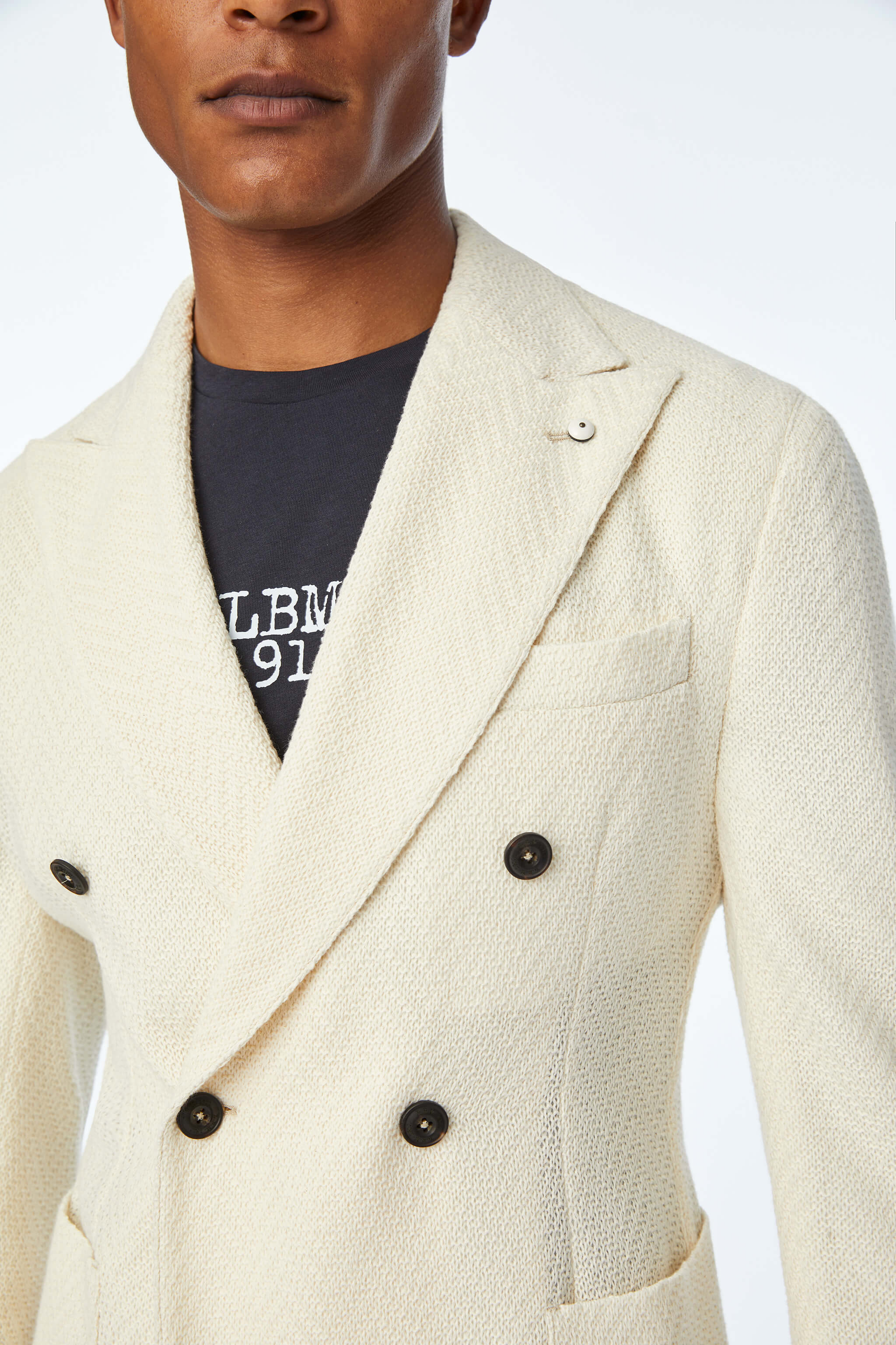 Double-breasted PUNTO jacket in Ivory
