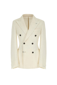 Double-breasted punto jacket in ivory white